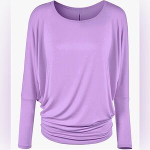 Flowy and Comfort Draped Long Sleeve Batwing Dolman -lilac